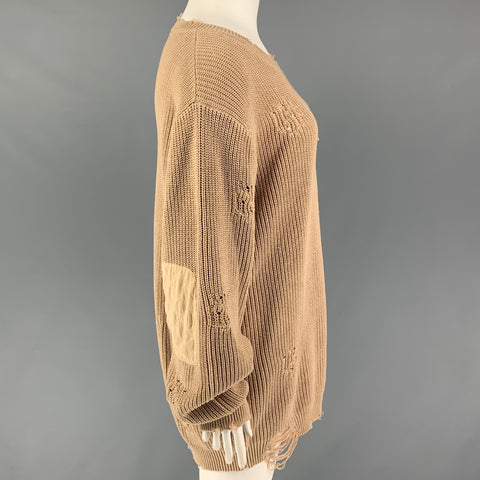 SER.O.YA Size L Beige Cotton Distressed Sweater