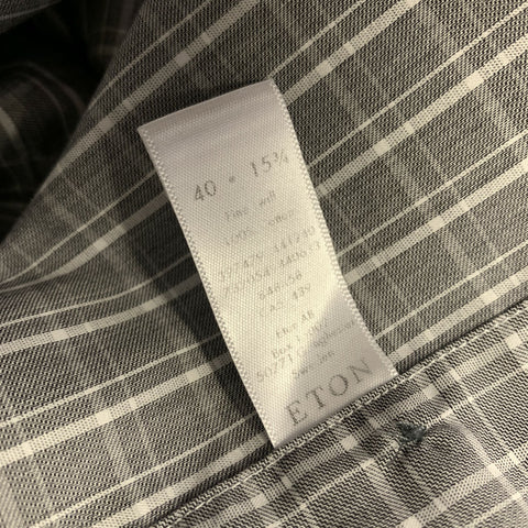 ETON Size 40 Grey White Plaid Cotton Button Up Long Sleeve Shirt