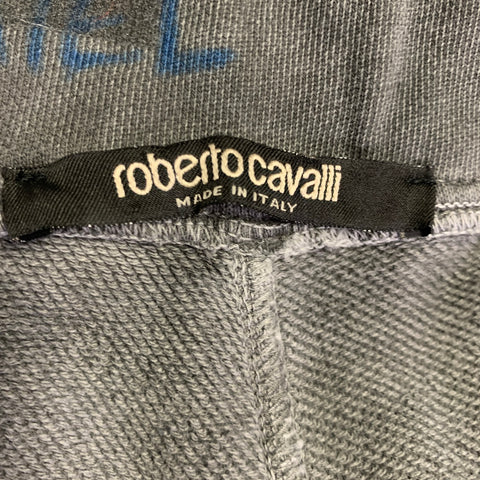 ROBERTO CAVALLI Size M Gray Blue Distressed Cotton Lounge Casual Pants