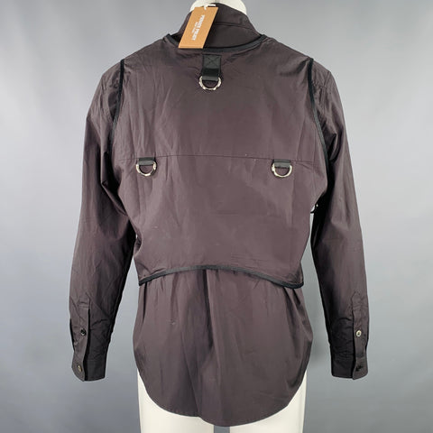 PRIVATE POLICY Size M Black Cotton Patch Pockets Cargo Vest Long Sleeve Shirt