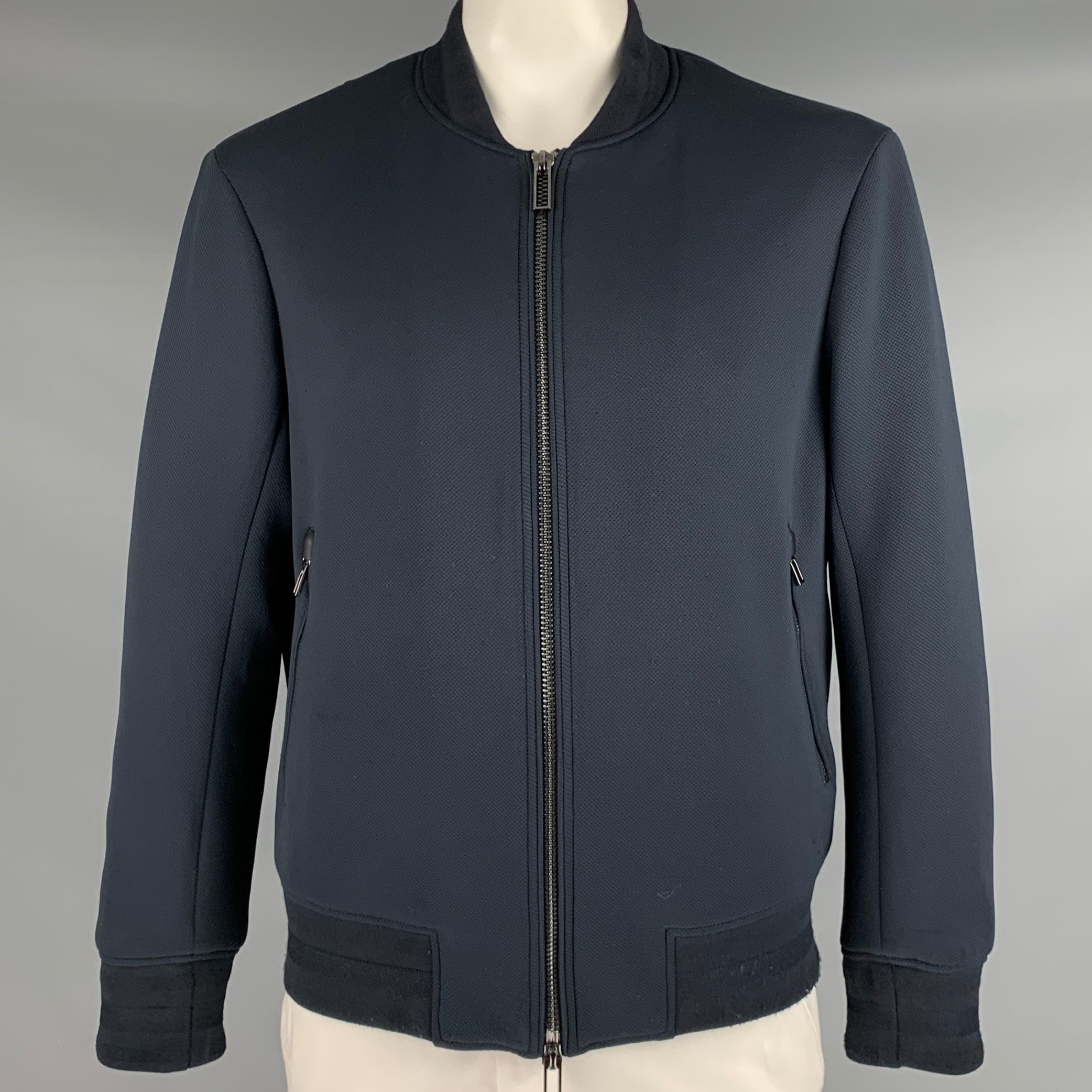 EMPORIO ARMANI Size 42 Black Polyester Blend Bomber Jacket – Sui EMPORIO ARMANI Size 42 Black Polyester Blend Bomber Jacket – Sui