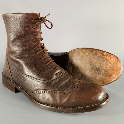 DAVID & JOAN Size 9 Brown Perforated Leather Pull On Boots