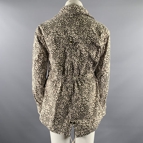 ATM Size L White Black Cotton Blend Leopard Cargo Jacket