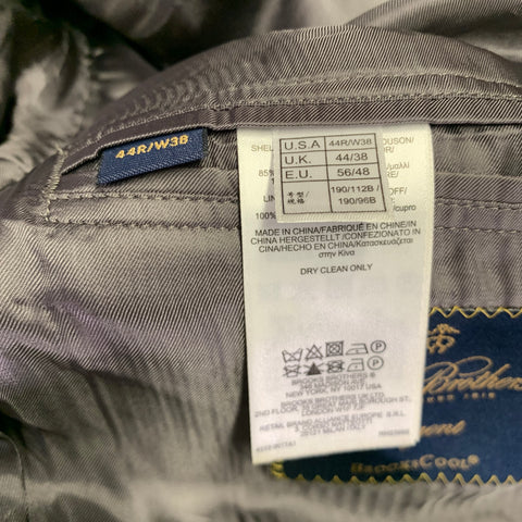 BROOKS BROTHERS Size 44 Grey Glenplaid Wool Polyester Sport Coat