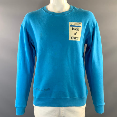 ENFANTS RICHES DEPRIMES SS2017 Size XL Blue Graphic Cotton Crew Neck Sweatshirt