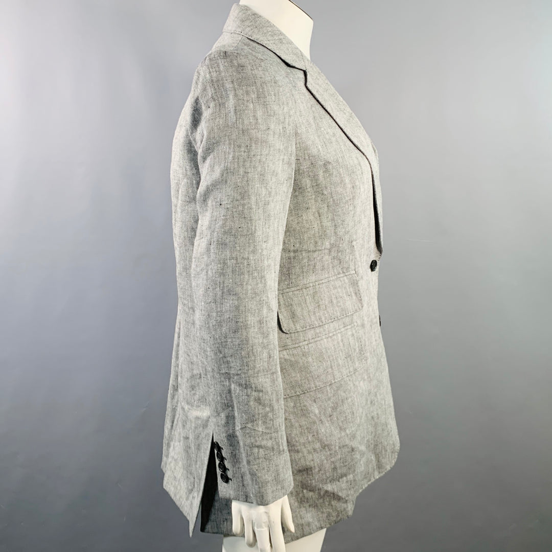 MAX MARA Size 12 Grey Heather Linen Notch Lapel Jacket Blazer