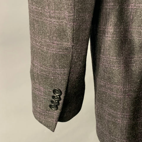 JOHN BRAY Taille 48 Coupe Classique Veste de Sport Cachemire Carreaux Noirs et Violets