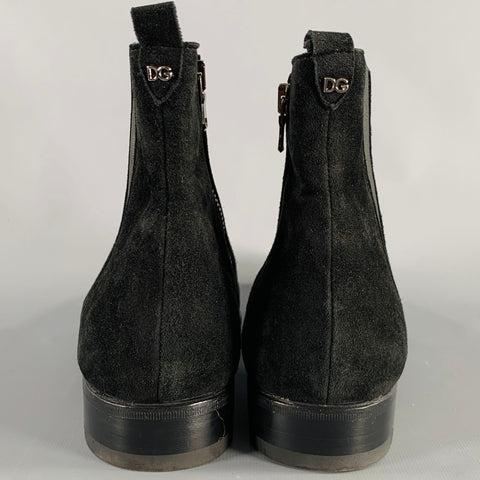 DOLCE & GABBANA Size 7 Black Suede Side Zipper Boots