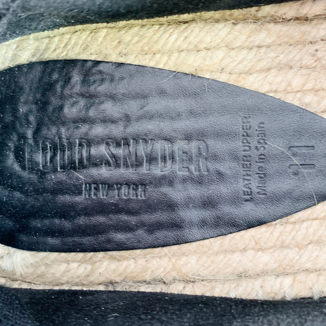 TODD SNYDER Size 11 Black Suede Slip On Espadrille Sneakers