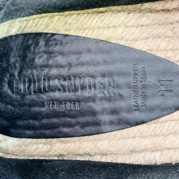 TODD SNYDER Size 11 Black Suede Slip On Espadrille Sneakers