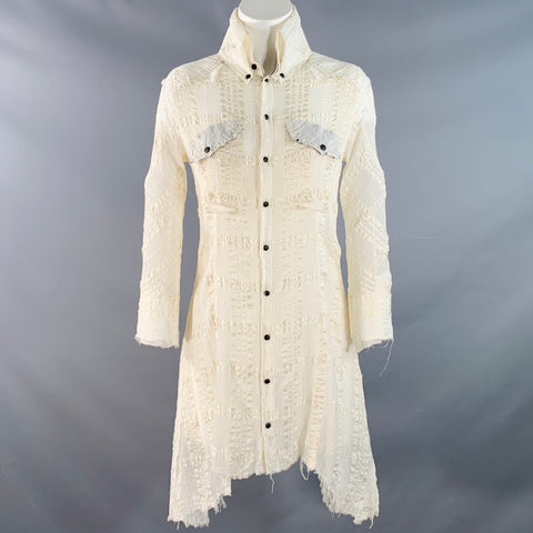 L.G.B Size S Cream Black Polyester Blend Distressed Mini Shirt Dress