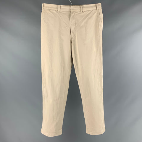 45rpm Size L Khaki Solid Cotton Zip Fly Casual Pants