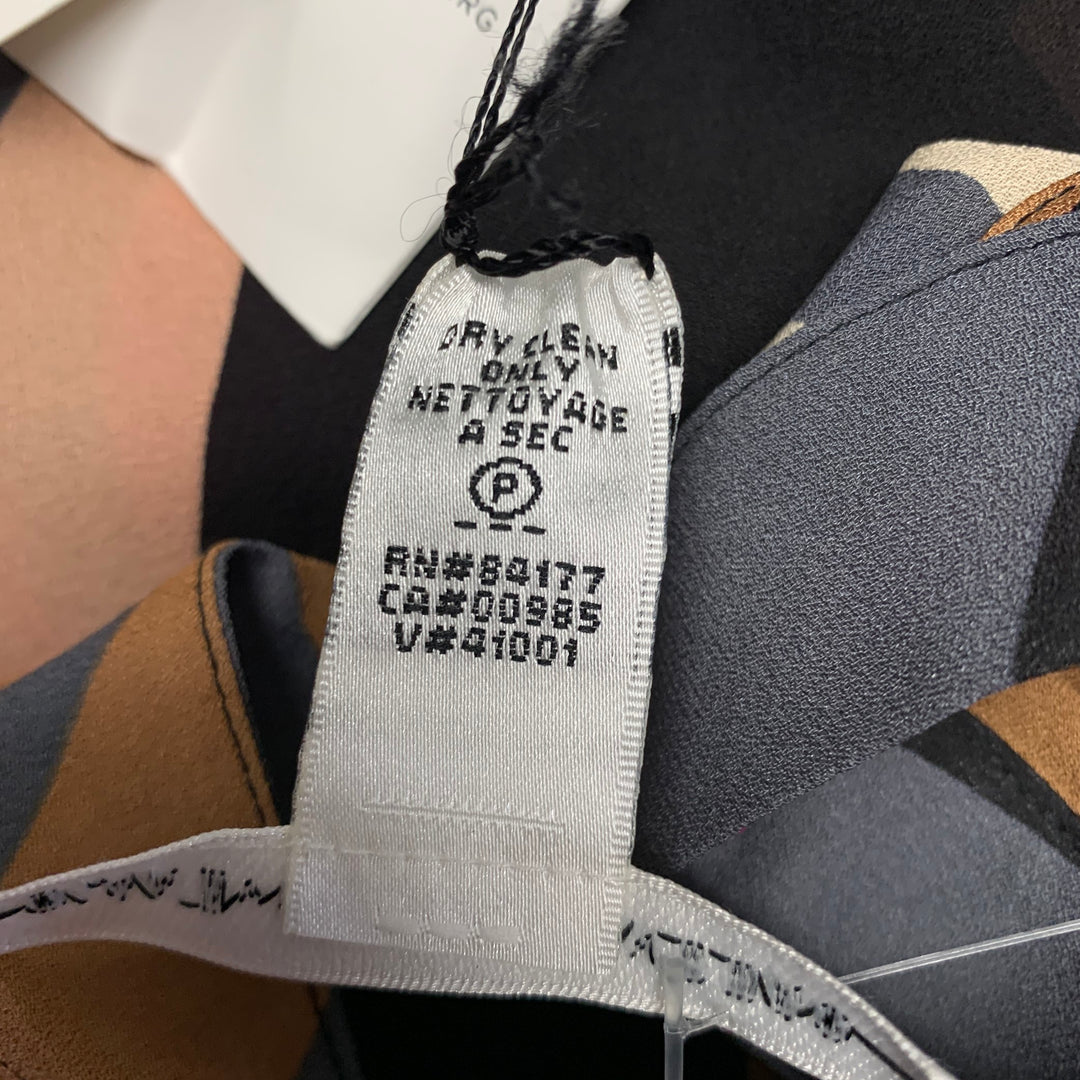 DIANE VON FURSTENBERG Size 8 Multi Color Silk Ruched V-Neck Blouse