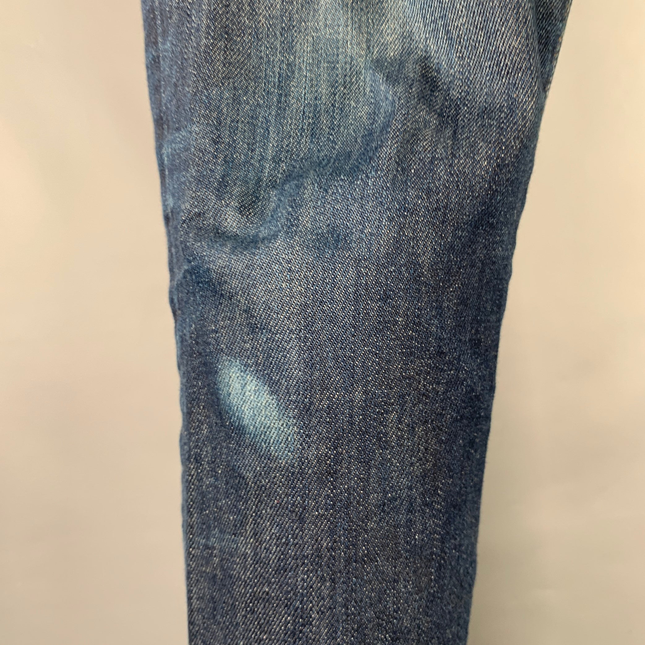 DIOR HOMME Size 31 Blue Washed Cotton Blend Button Fly Jeans – Sui