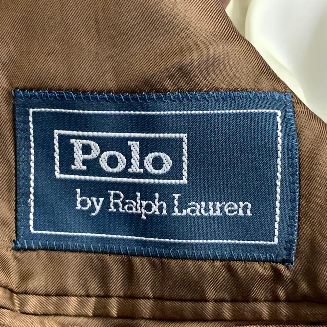 POLO by RALPH LAUREN Size 42 Long Brown Green Houndstooth Notch Lapel Suit
