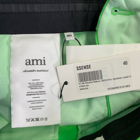 AMI by ALEXANDRE MATTIUSSI Size 34 Green Lime Twill Tapered Dress Pants