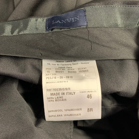 LANVIN Size 30 Black Wool Mohair Zip Dress Pants