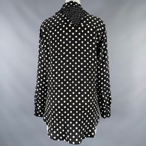YOHJI YAMAMOTO Size S Black White Polyester Polka Dot One pocket Blouse