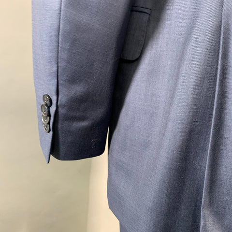 PETER MILLAR Size 44 Regular Blue Wool Notch Lapel Suit