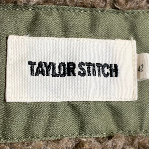 TAYLOR STITCH Size L Olive Green Cotton Zip Buttons Military Jacket