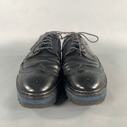 BARNEY'S NEW YORK Size 10 Black Brogues Leather Wingtip Lace Up Shoes