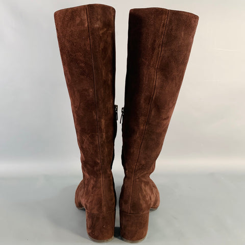 Bottes mi-mollet en daim marron avec fermeture éclair latérale MARGAUX Taille 37