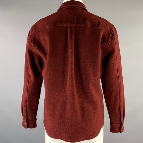 FRAME Size S Burgundy Wool Cotton Shirt Jacket