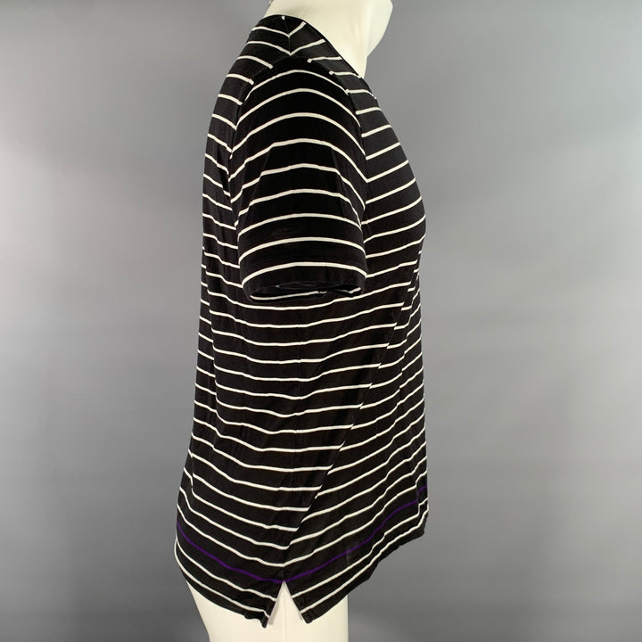 RALPH LAUREN Size M Navy White Stripe Cotton Crew-Neck T-shirt