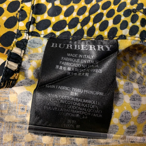 BURBERRY Size XS Gold Black Ankara Cotton Long Sleeve Shirt