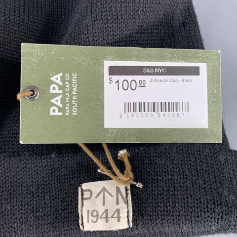 S&S Black Knit Rectangle Beanie Hat