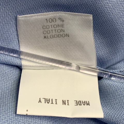 ERMENEGILDO ZEGNA Size L Blue Cotton Spread Collar Long Sleeve Shirt