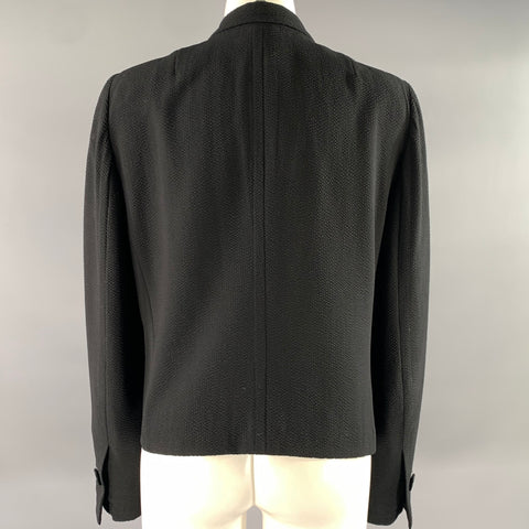 AKRIS Size 12 Black Wool  Elastane Single Button Jacket