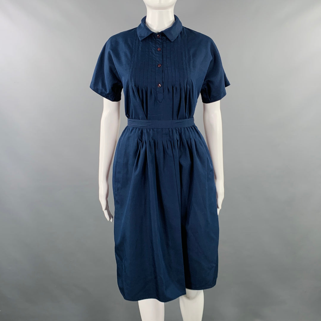 GEOFFREY BEENE Size 4 Navy Woven Pleated Knee Length Skirt Set