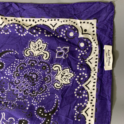 ACNE STUDIOS Purple Black & White Paisley Cotton Silk Scarves