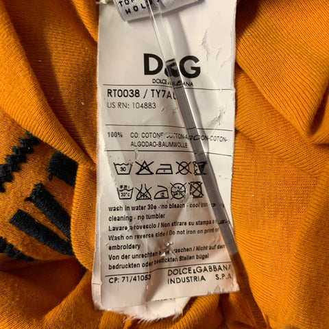D&G by DOLCE & GABBANA Size S Orange Cotton Embroidered T-shirt