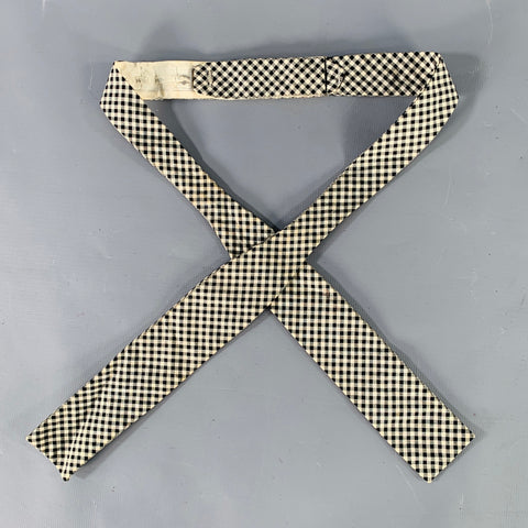 NEIMAN MARCUS Black White Gingham Cotton Batwing Bow Tie