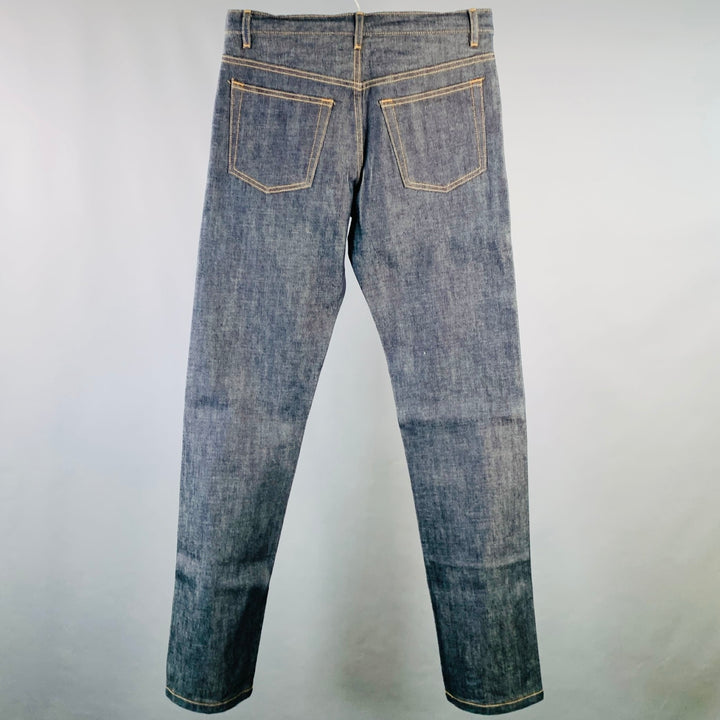 A.P.C. Size 29 Indigo Contrast Stitch Selvedge Denim Straight Jeans