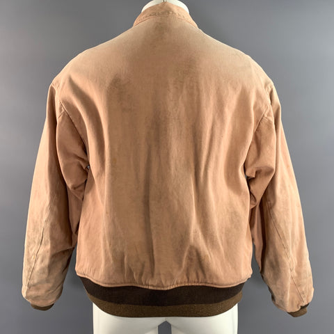 VISVIM Size M Pink Brown Distressed Cotton Bomber Jacket