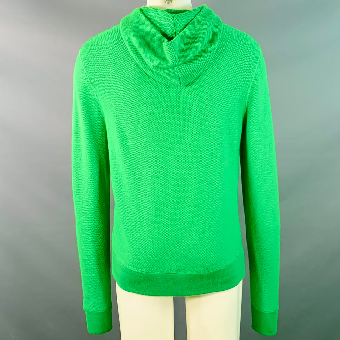 RALPH LAUREN Size M Green Waffle Knit Cashmere Silk Hoodie Sweater