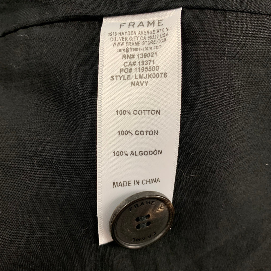 FRAME Size M Navy Blue Cotton Zip Sport Coat