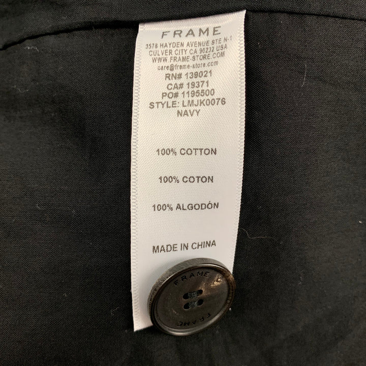 FRAME Size M Navy Blue Cotton Zip Sport Coat
