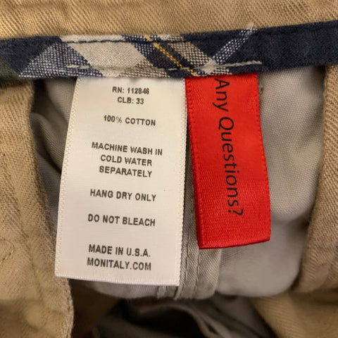MONITALY Size 34 Khaki Cotton Casual Pants