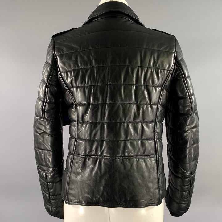 ALEXANDER WANG Size 8 Black Leather Quilted Puffer Moto Racer Jacket