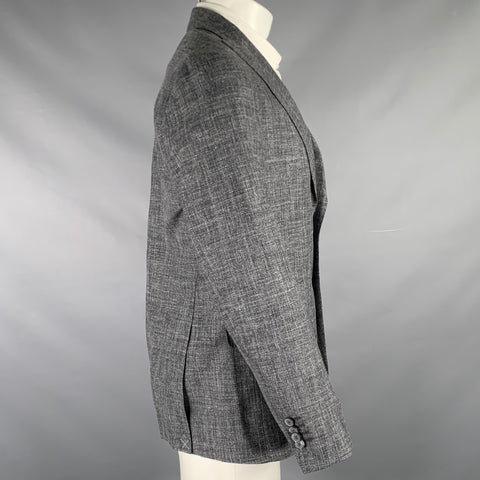 JOSEPH ABBOUD Size 40 Grey White Woven Wool Linen Sport Coat