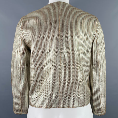 DROME Size XS Gold Perforated Lamb Skin Eye Hook Jacket Blazer