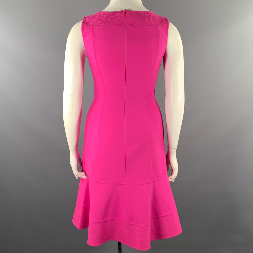OSCAR DE LA RENTA Size 8 Pink Fuchsia Wool Sleeveless Knee-Length Dress