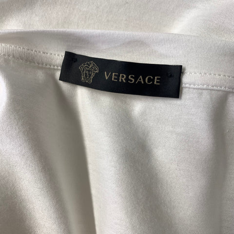 VERSACE Size XS White Gold Medusa Cotton T Shirt Short Sleeve Shirt