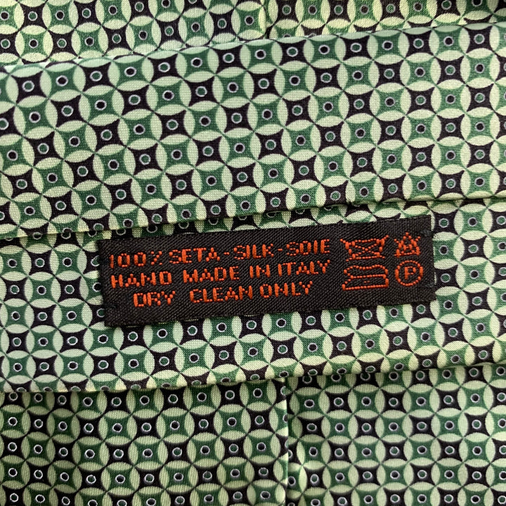 DOLCEPUNTA Green Mint Geomatric Silk Tie