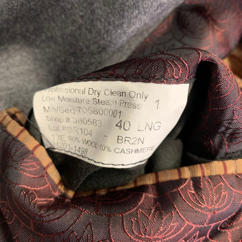 BILLY REID Size 40 Long Grey Wool Cashmere Single Breasted Suit
