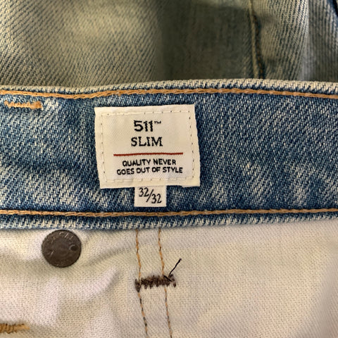 LEVI'S Size 32 Blue Sashiko Cotton Denim Jeans